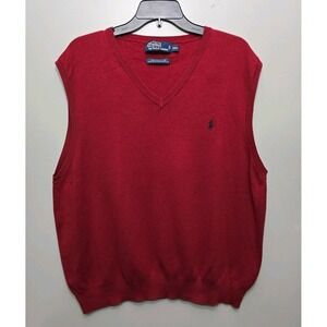 Polo Golf Ralph Lauren Sweater Vest Mens XXL Red V Neck Pullover Golf Sleeveless